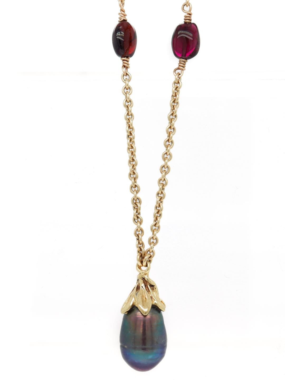 Lazaro Diaz Layered Double Chain 18k Gold, Amethyst, & Tahitian Pearl Necklace For Sale 6
