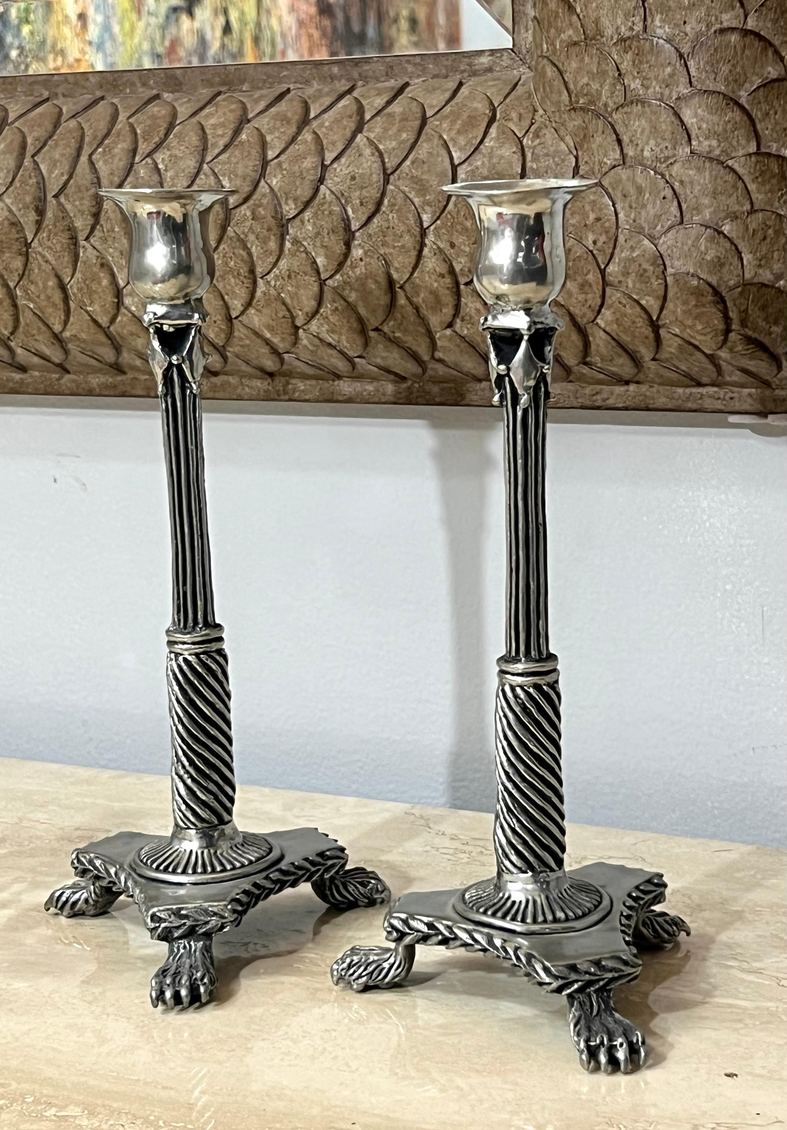 American Lazaro Diaz Pair of Neoclassical Revival Candlesticks For Sale