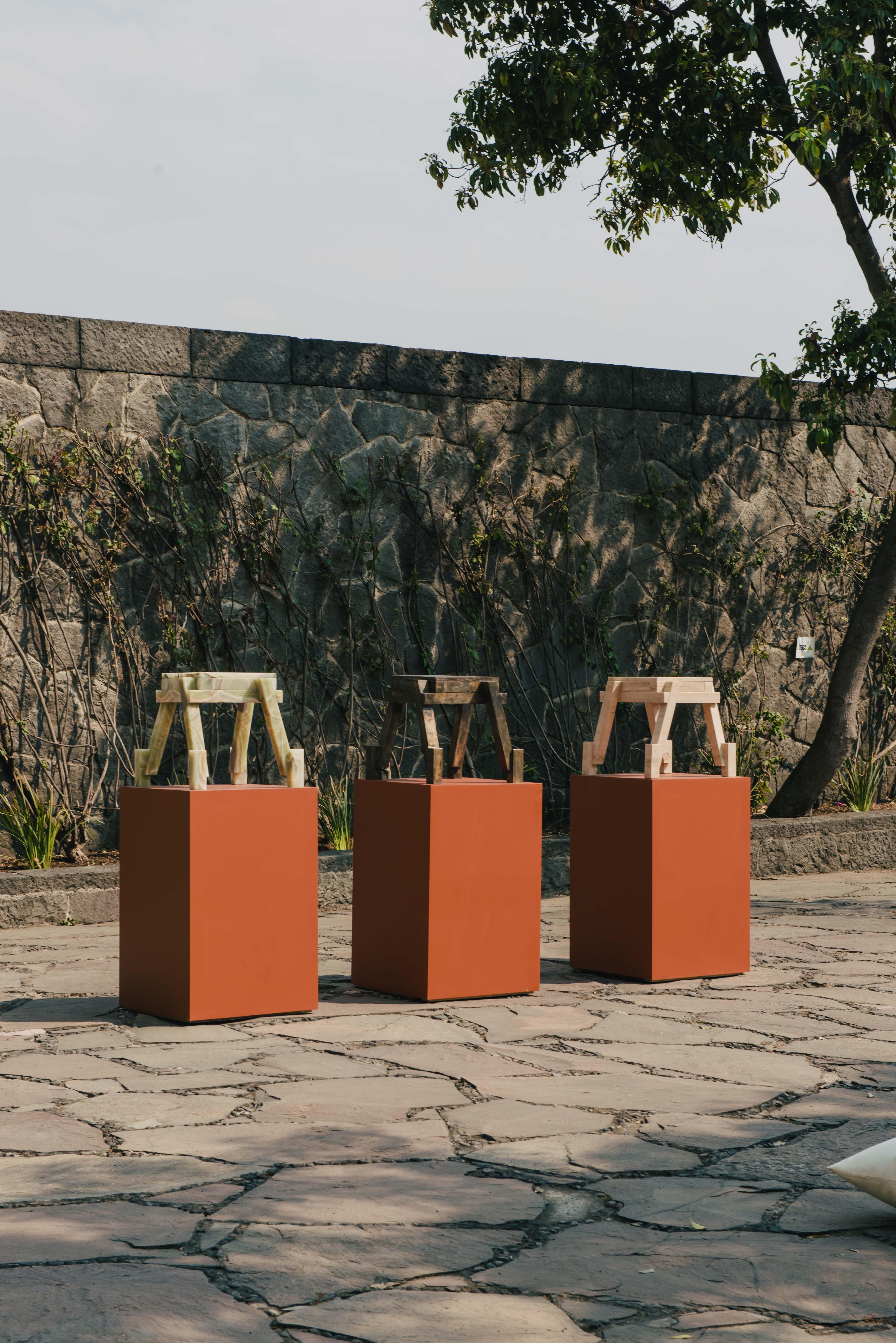Minimalist Lazaro Travertine Side Table by Ohla Studio For Sale