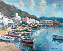 Impressionist Mediterranean Harbor Painting Port de la Selva Costa Brava Fishing