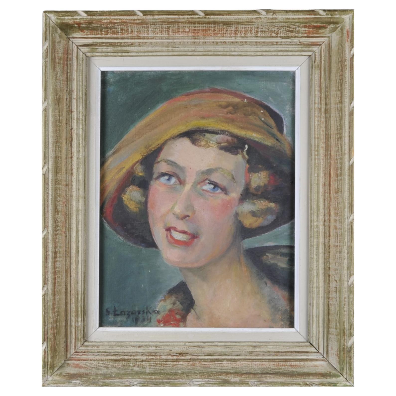 Lazarska Stéfania '1887-1977', Portrait of A Woman Signed and Dated 1934 For Sale