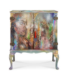 Paul's girl - wooden Drinks Cabinet furniture Art on furniture 