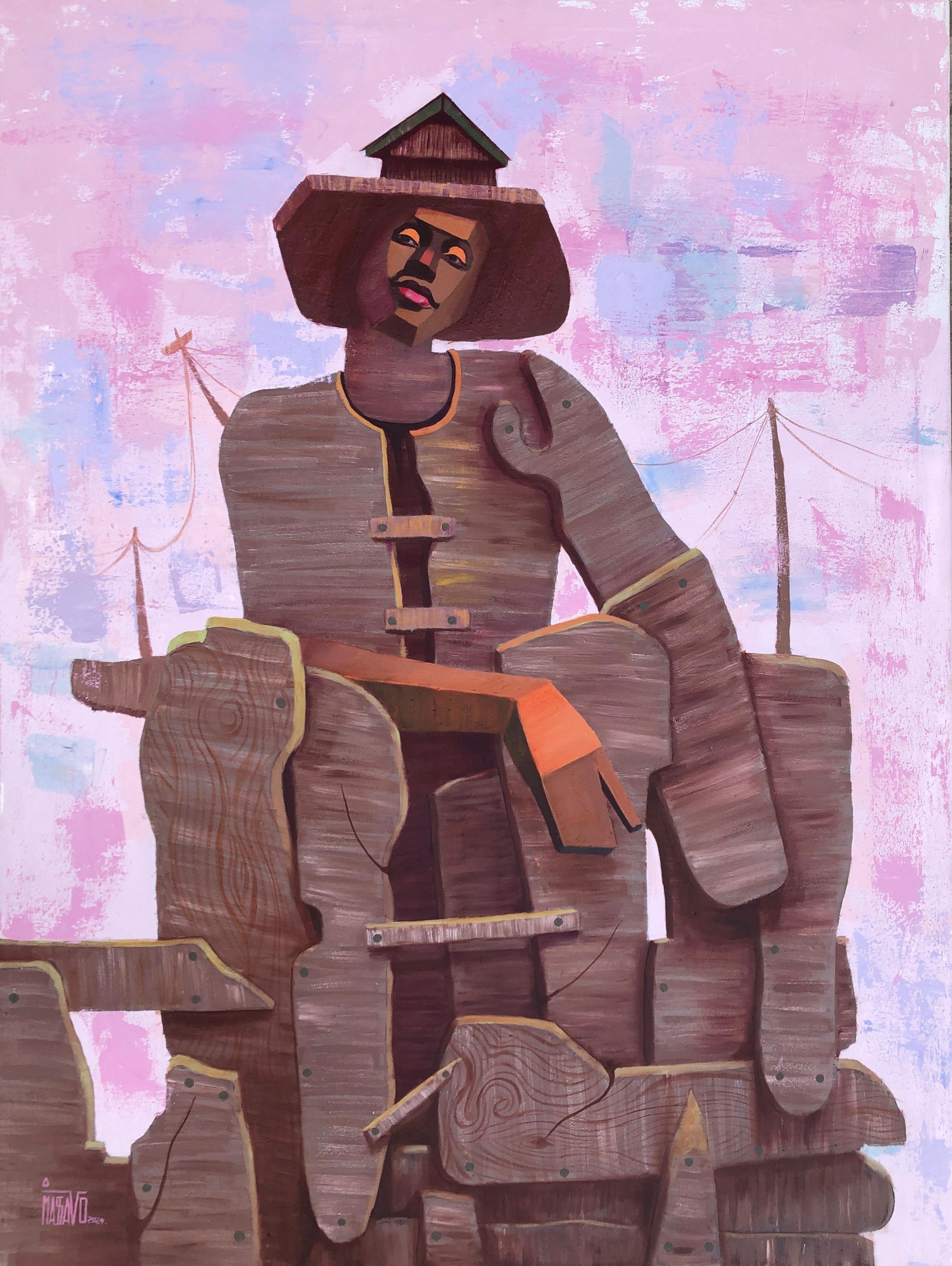 Lazarus Massavo Abstract Painting - Belle and the Wood - 21st Century, Contemporary, Abstract, Landscape