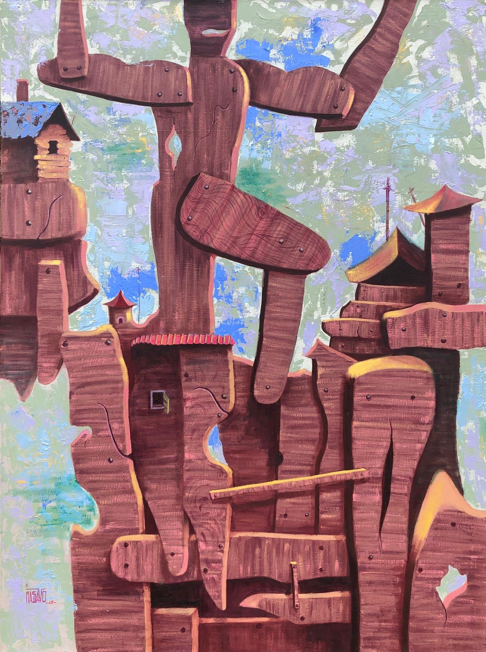 Lazarus Massavo Landscape Painting - Triomphe Conditionnel (Conditional Triumph) -21st Century, Contemporary Abstract