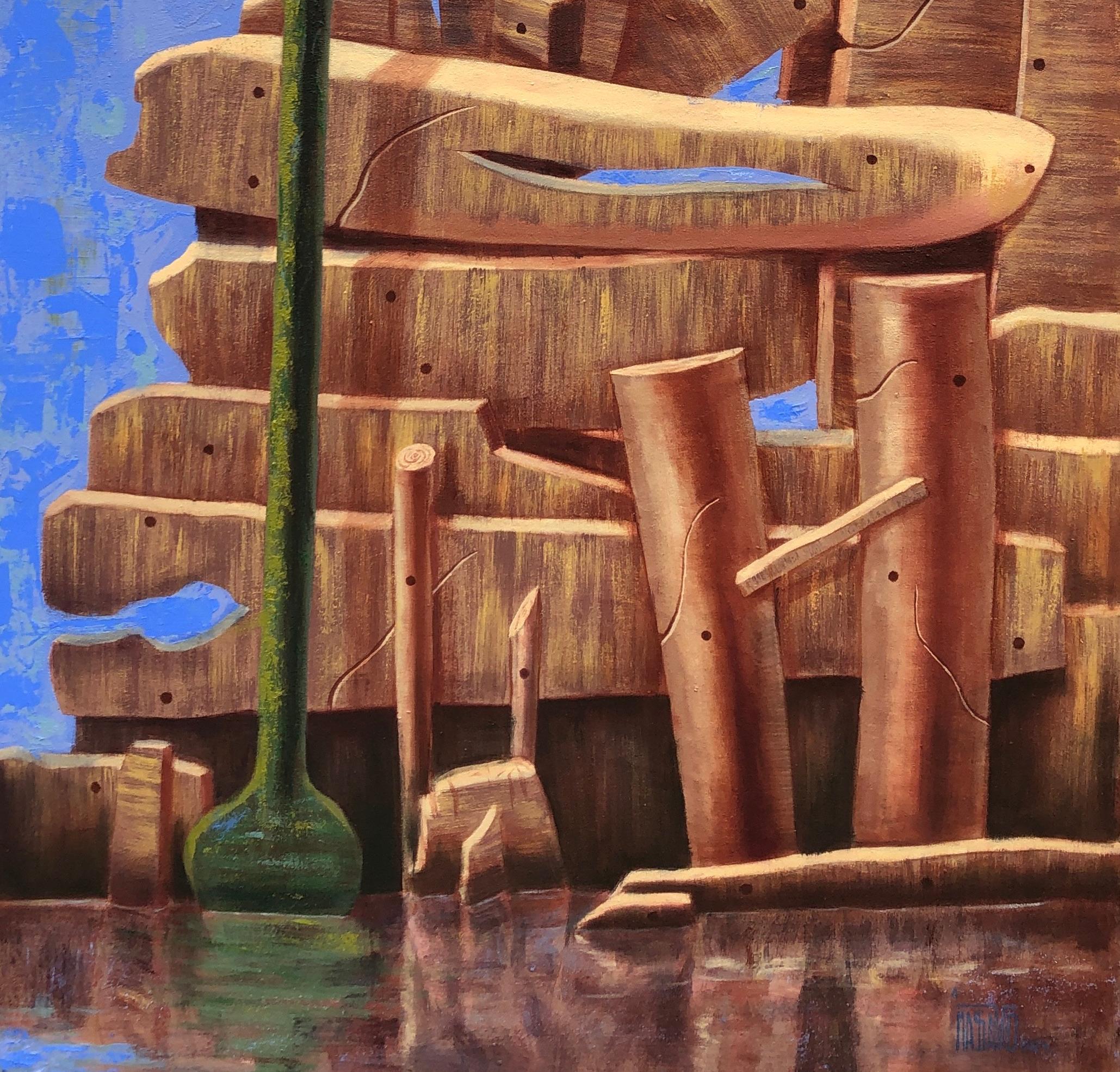 Viyon (Offspring is Good) - 21° secolo, Contemporaneo, Astratto, Paesaggio - Abstract Painting Marrone di Lazarus Massavo