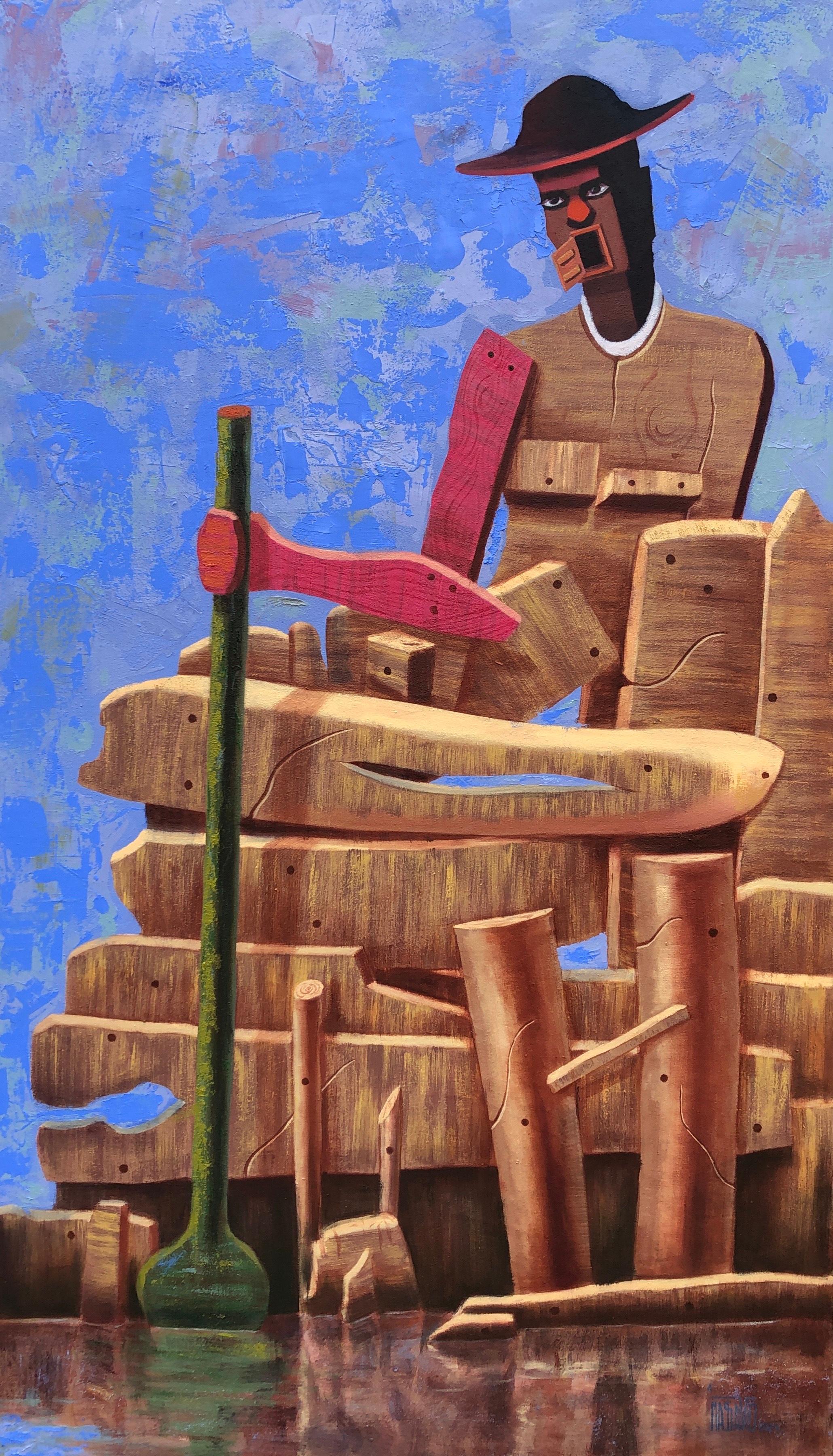 Abstract Painting di Lazarus Massavo - Viyon (Offspring is Good) - 21° secolo, Contemporaneo, Astratto, Paesaggio
