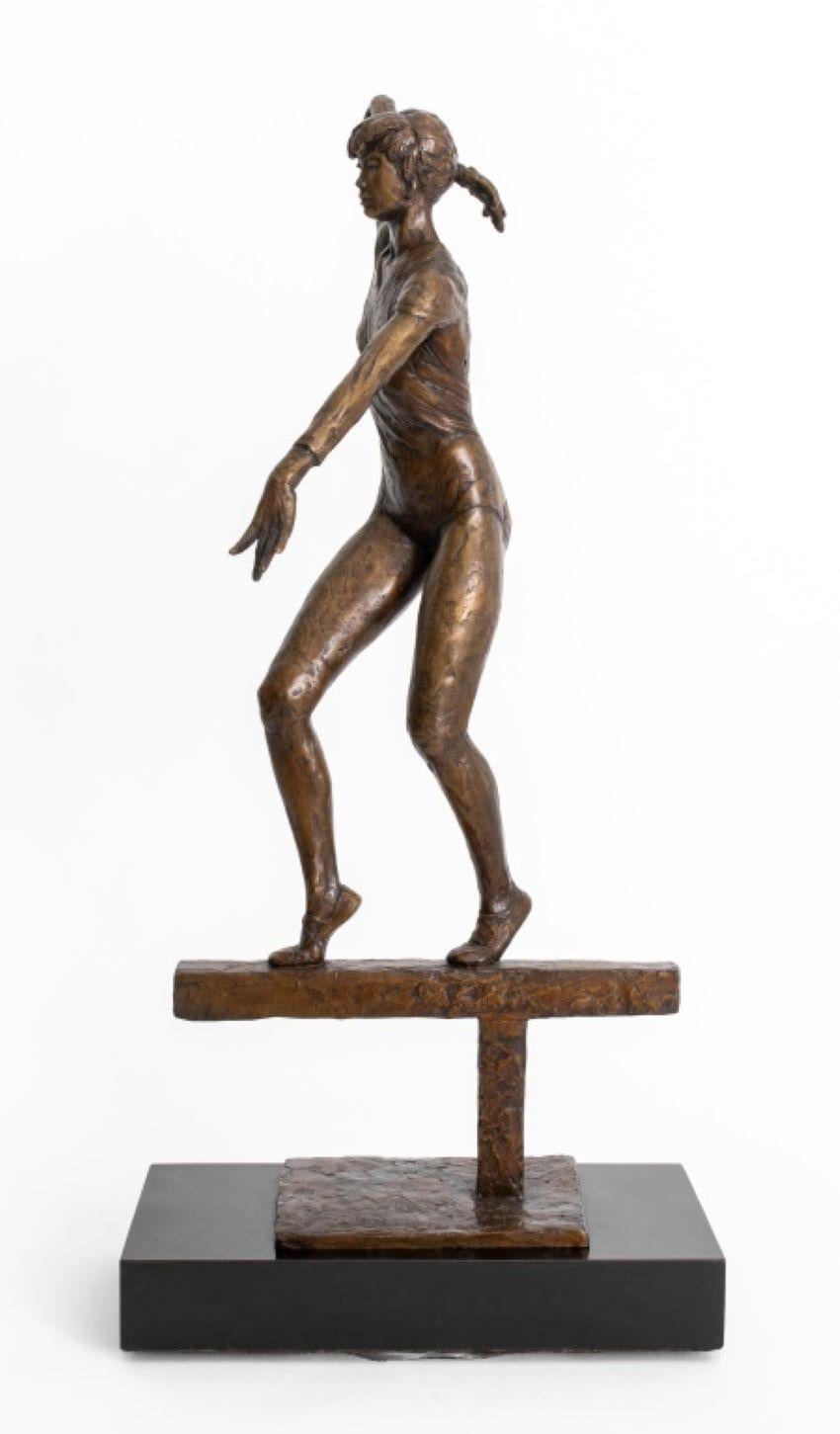 Lazlo Ispanky Girl on Beam Bronze Sculpture For Sale 1