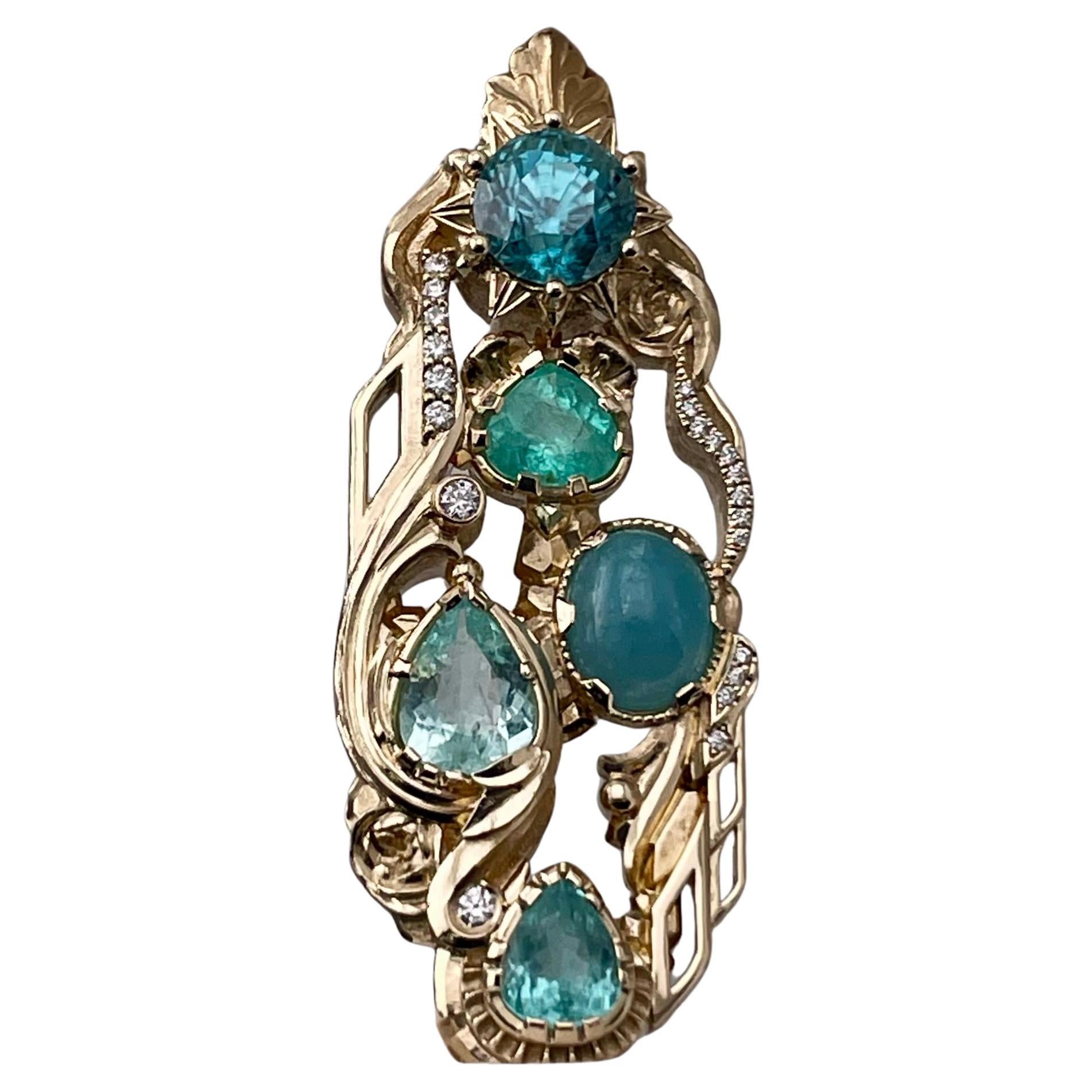 Lazuline: Freed Mind Fabrications x GBL Design

Inspiriert von den tiefblauen Farbtönen des Ozeans. Dieses einmalige Erbstück ist eine tragbare Skulptur, die den Geist des Wassers, der Verwandlung und des zeitlosen Luxus widerspiegelt.

MATERIALIEN: