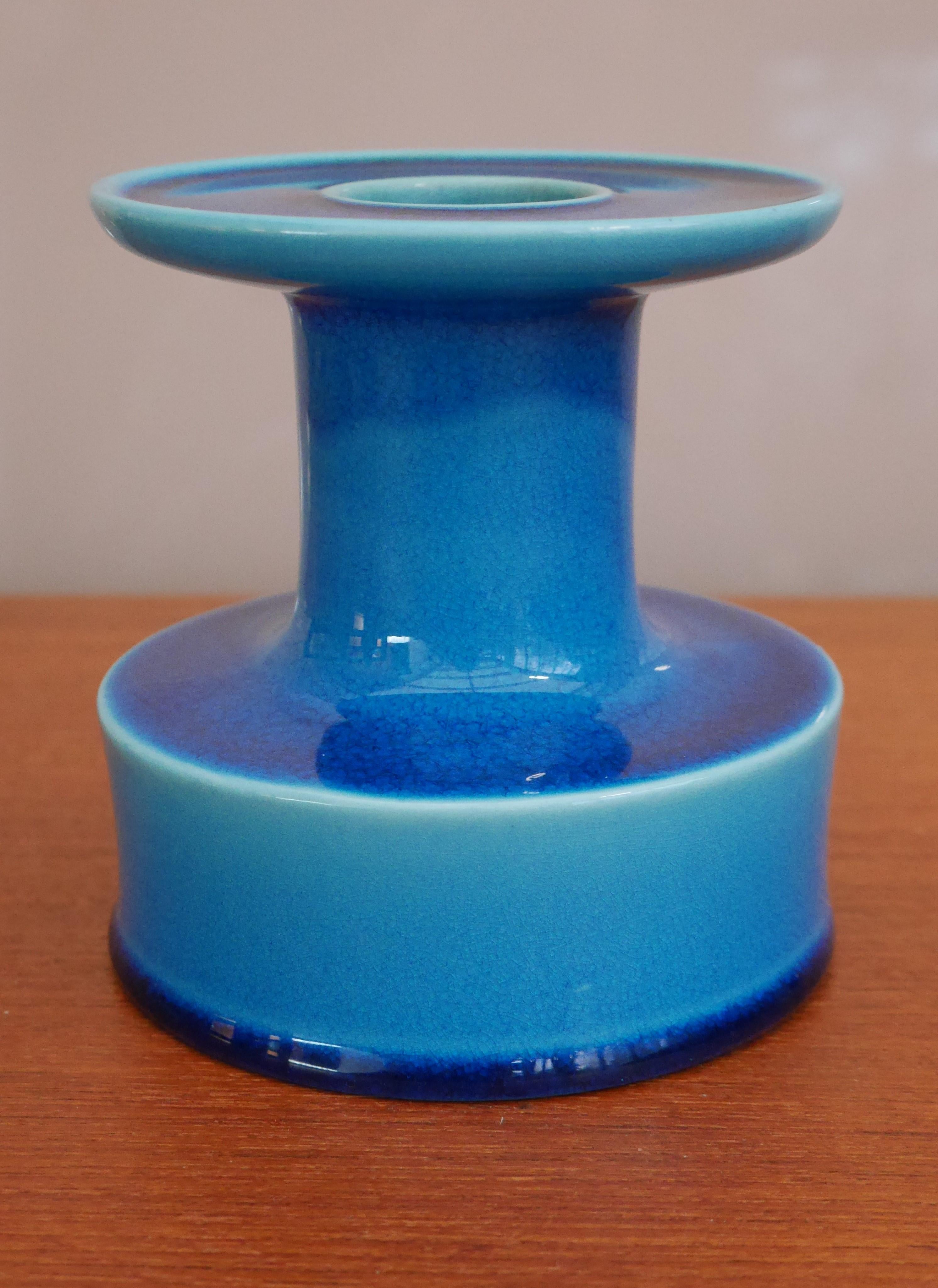 Late 20th Century 'Lazur' vase or candlestick by Stig Lindberg for Gustavsberg. For Sale