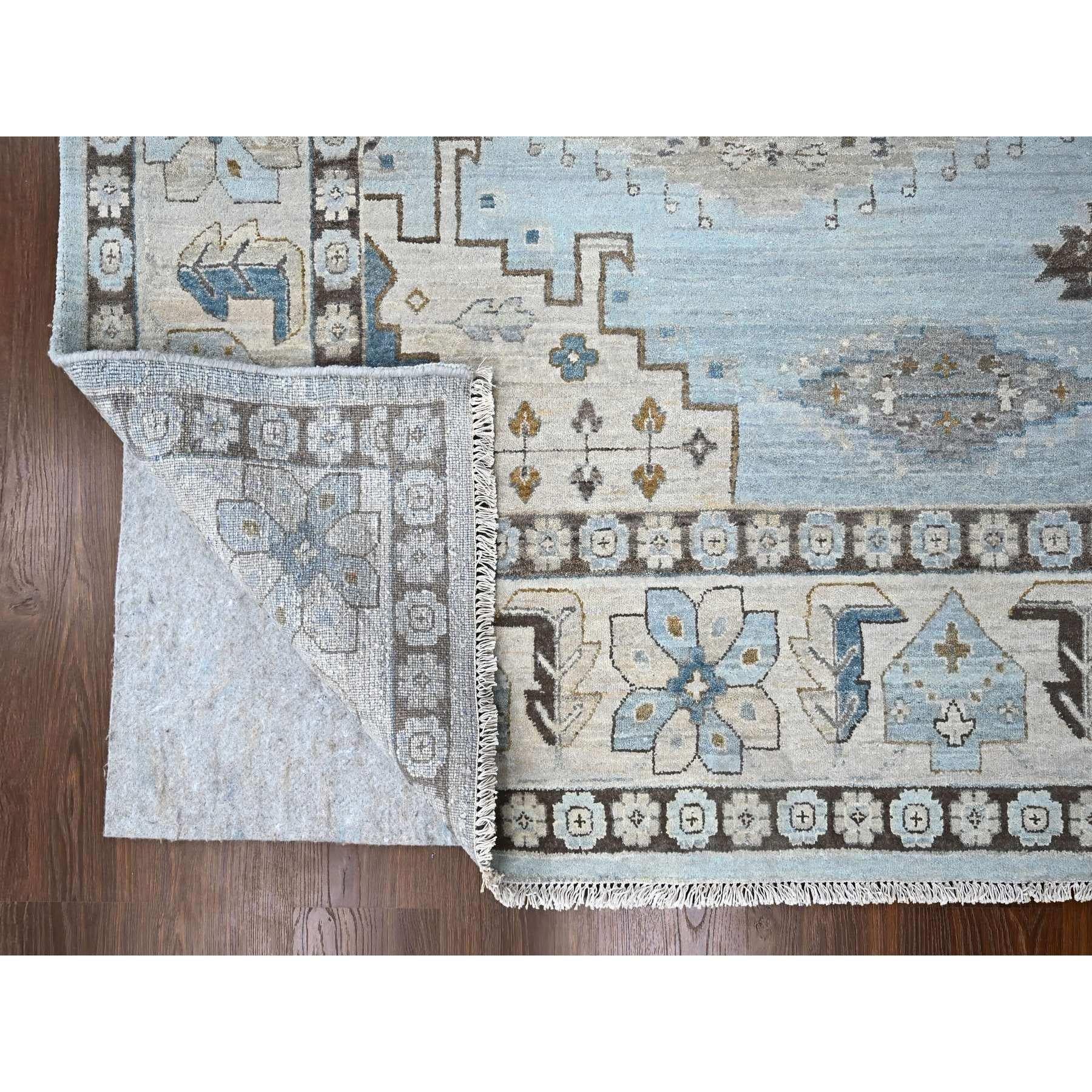 Lazy Gray Handgeknüpfter persischer, Dorfinspirierter, geometrischer Teppich aus reiner Wolle 10'x14' (Indisch) im Angebot