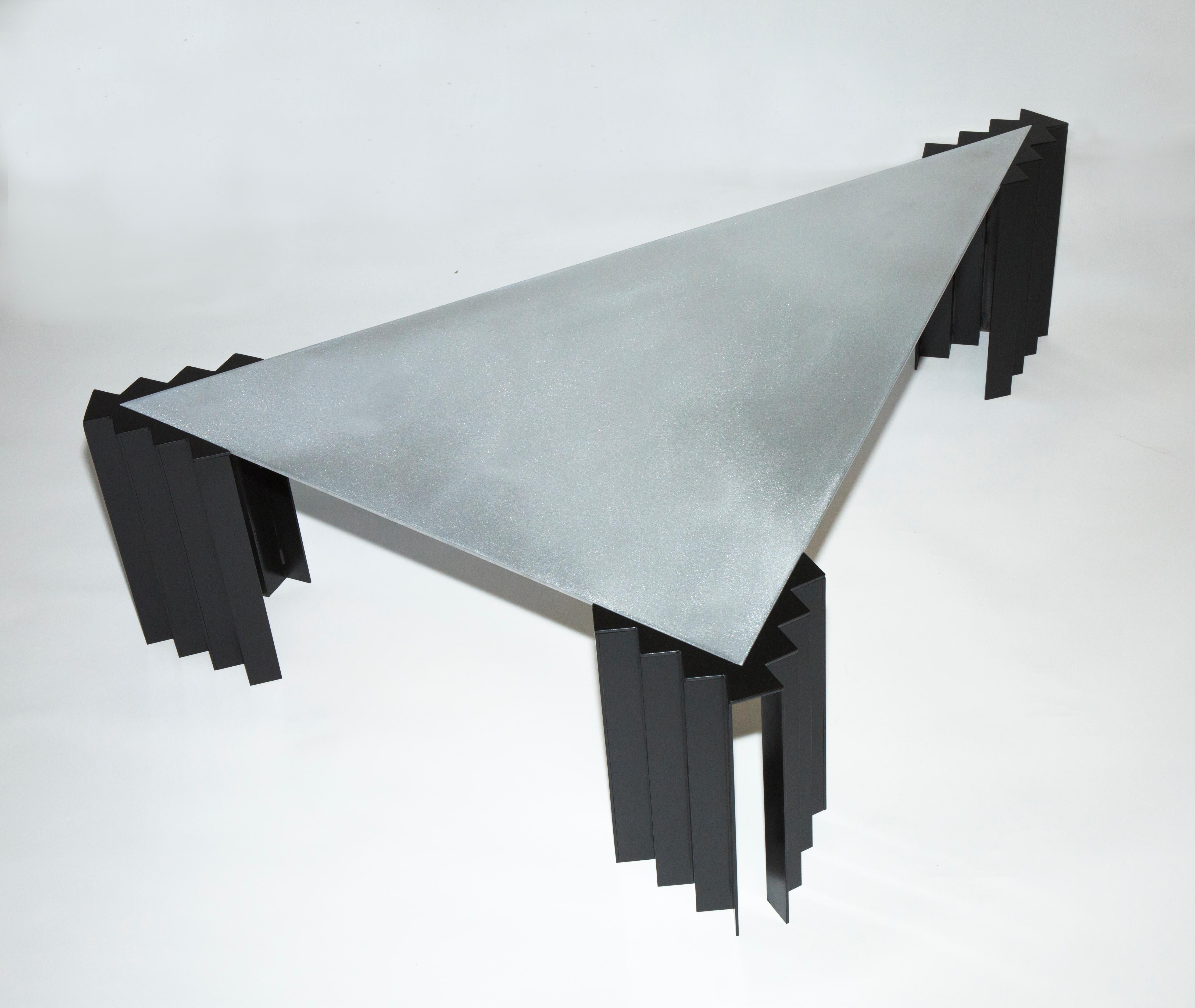 Brushed Lazy Lighting Coffee Table in Aluminum and Steel For Sale