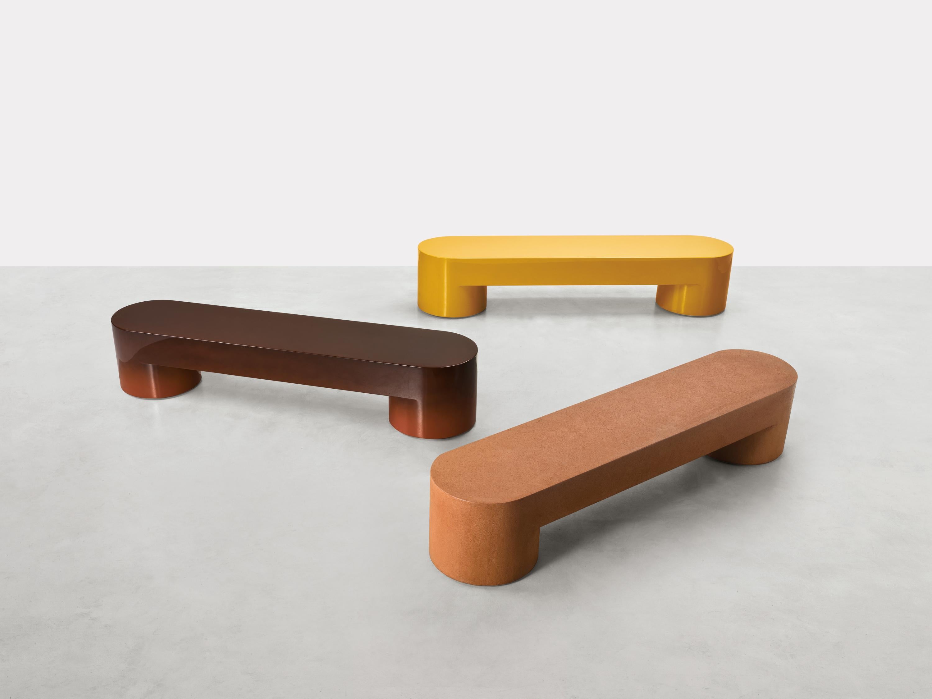 Modern Lazy-O, lacquered monolithic bench, Dainelli Studio for Somaschini, Italy For Sale