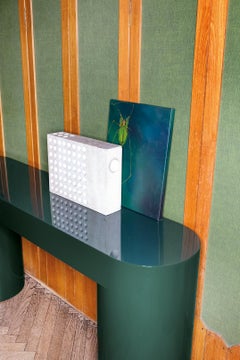 Lazy-O, monolithic dark green lacquered Console, Dainelli Studio for Somaschini
