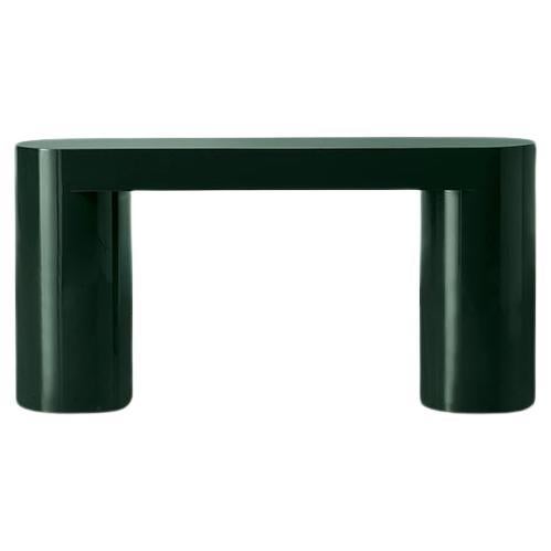 Lazy-O, Consola monolítica lacada en verde oscuro, Dainelli Studio para Somaschini