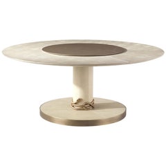  Lazy Round Dining Table in leather by Roberto Cavalli Home Interiors