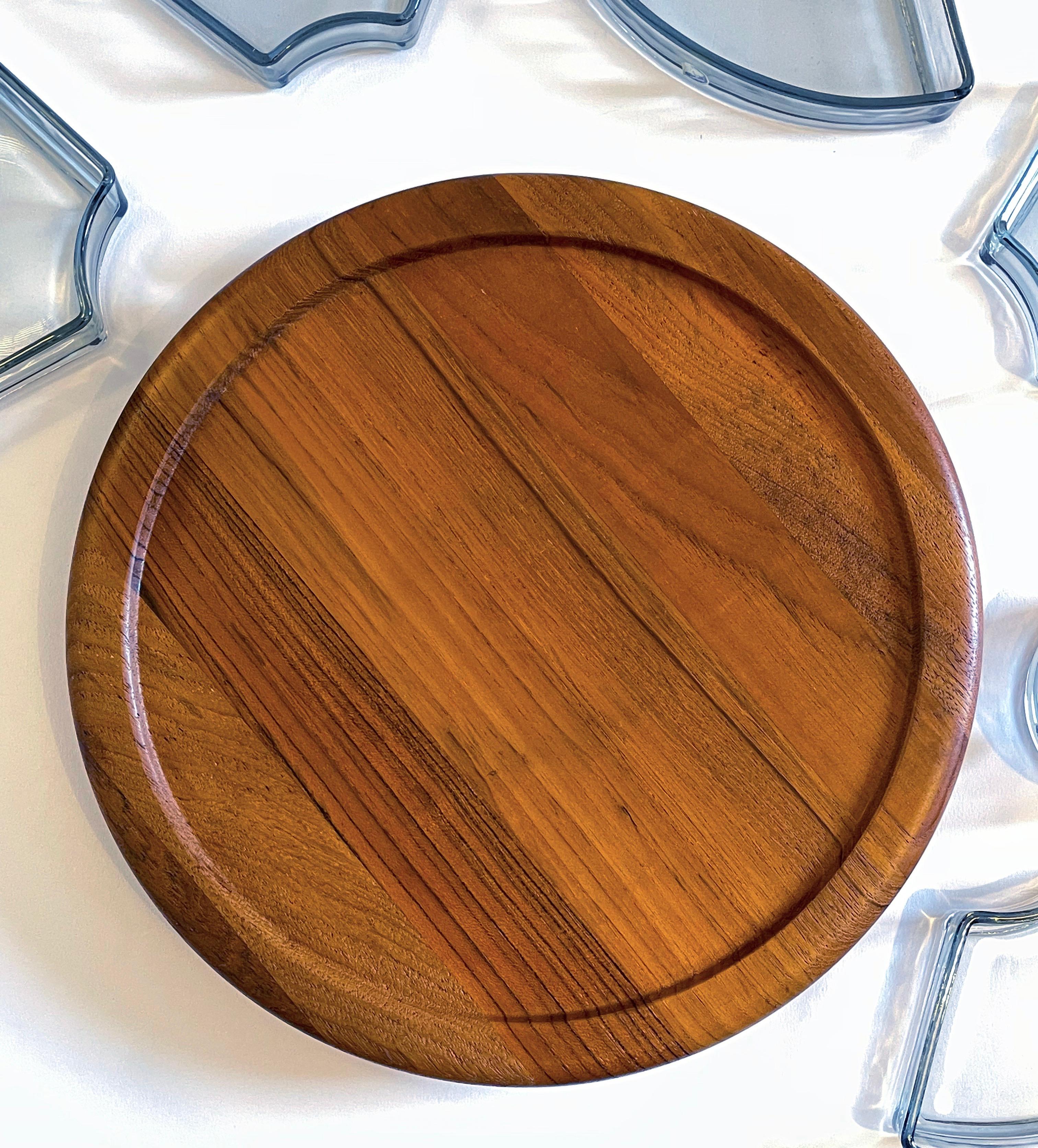 Modernes dänisches Serviertablett oder Teller aus Teakholz von Digsmed, Lazy Susan, ca. 1965 im Angebot 1