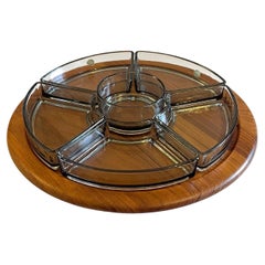 Modernes dänisches Serviertablett oder Teller aus Teakholz von Digsmed, Lazy Susan, ca. 1965