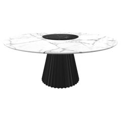 Tavolo da pranzo Lazy Susan con base in metallo laccato, piano in marmo, 8-10 posti a sedere