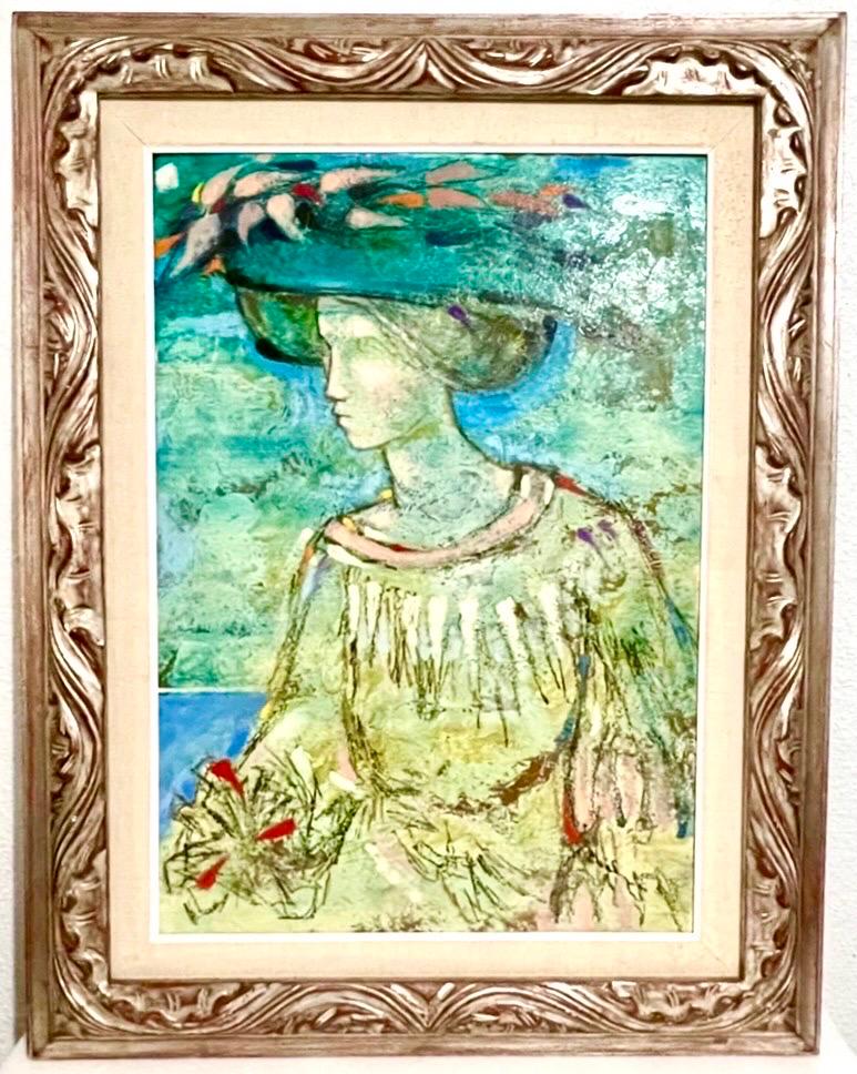 Italienisches surrealistisches, weibliches Farb-Ölgemälde, Lazzaro Donati La Signora, La Signora im Angebot 2