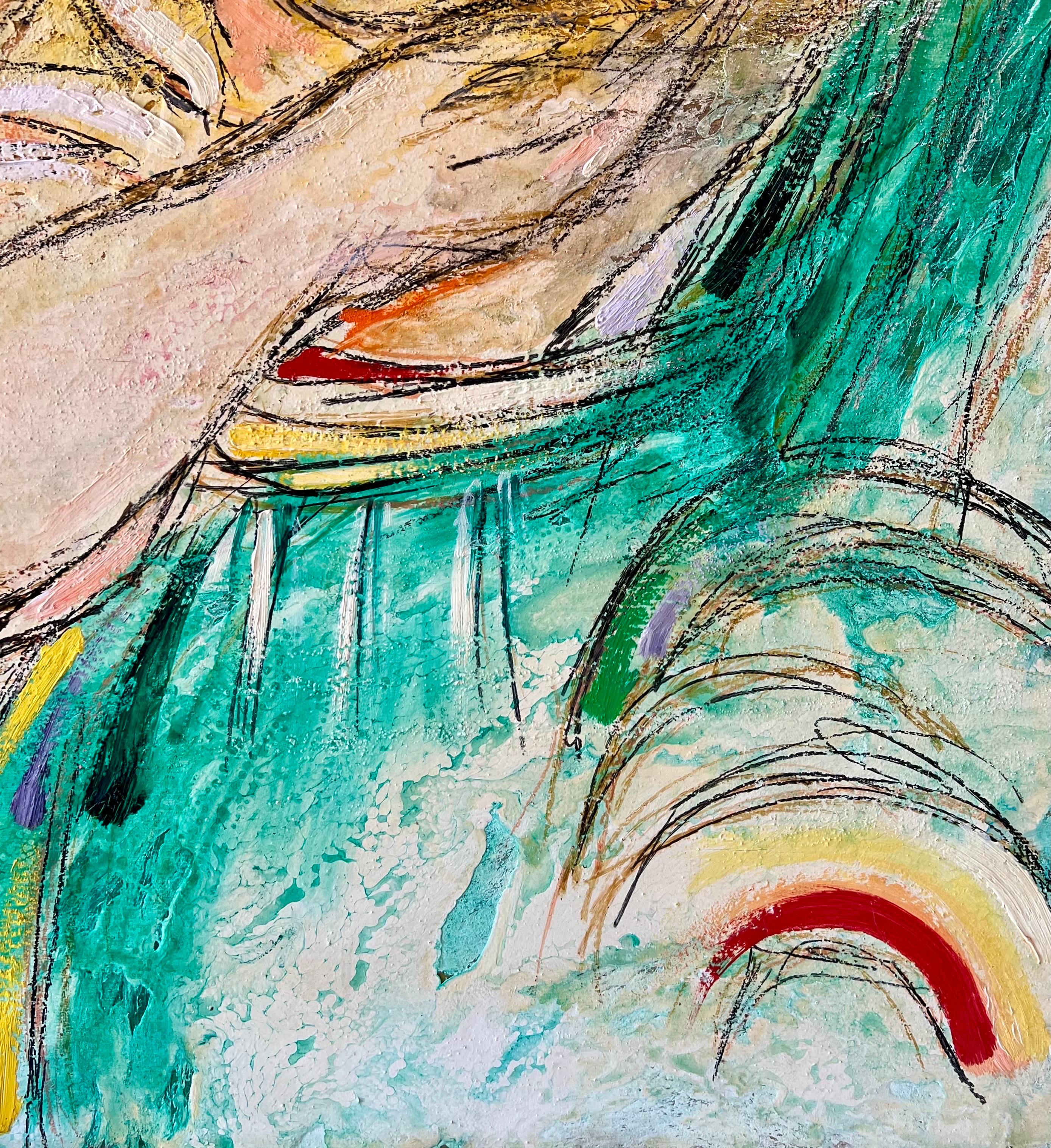 Italian Modernist Surrealist Woman Colorful Oil Painting Lazzaro Donati  For Sale 6