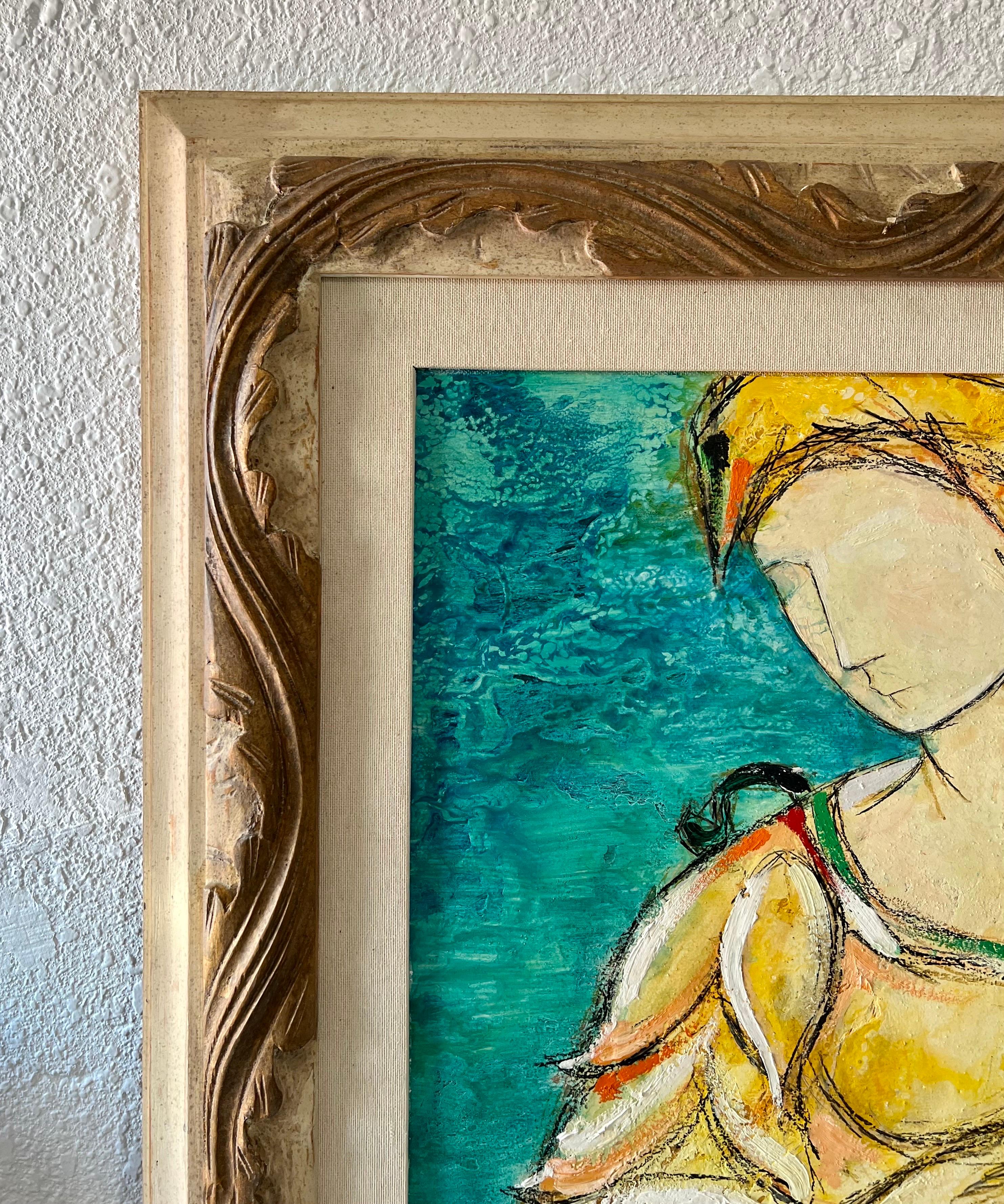 Italian Modernist Surrealist Woman Colorful Oil Painting Lazzaro Donati  For Sale 5