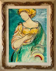 Italian Modernist Surrealist Woman Colourful Oil Painting Lazzaro Donati 