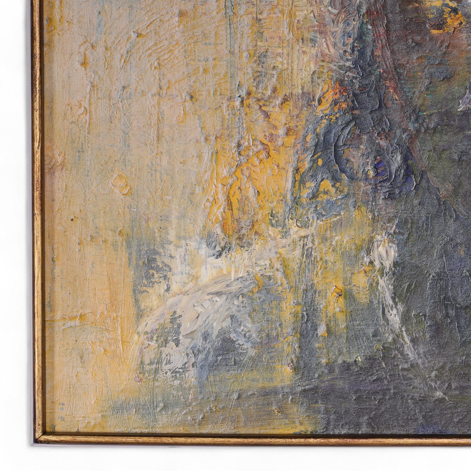Mid Century Italian Abstract Figural Oil Painting by Lazzaro Donati en venta 4