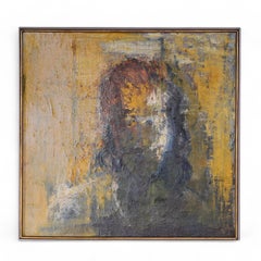 Mid Century Italian Abstract Figural Oil Painting by Lazzaro Donati