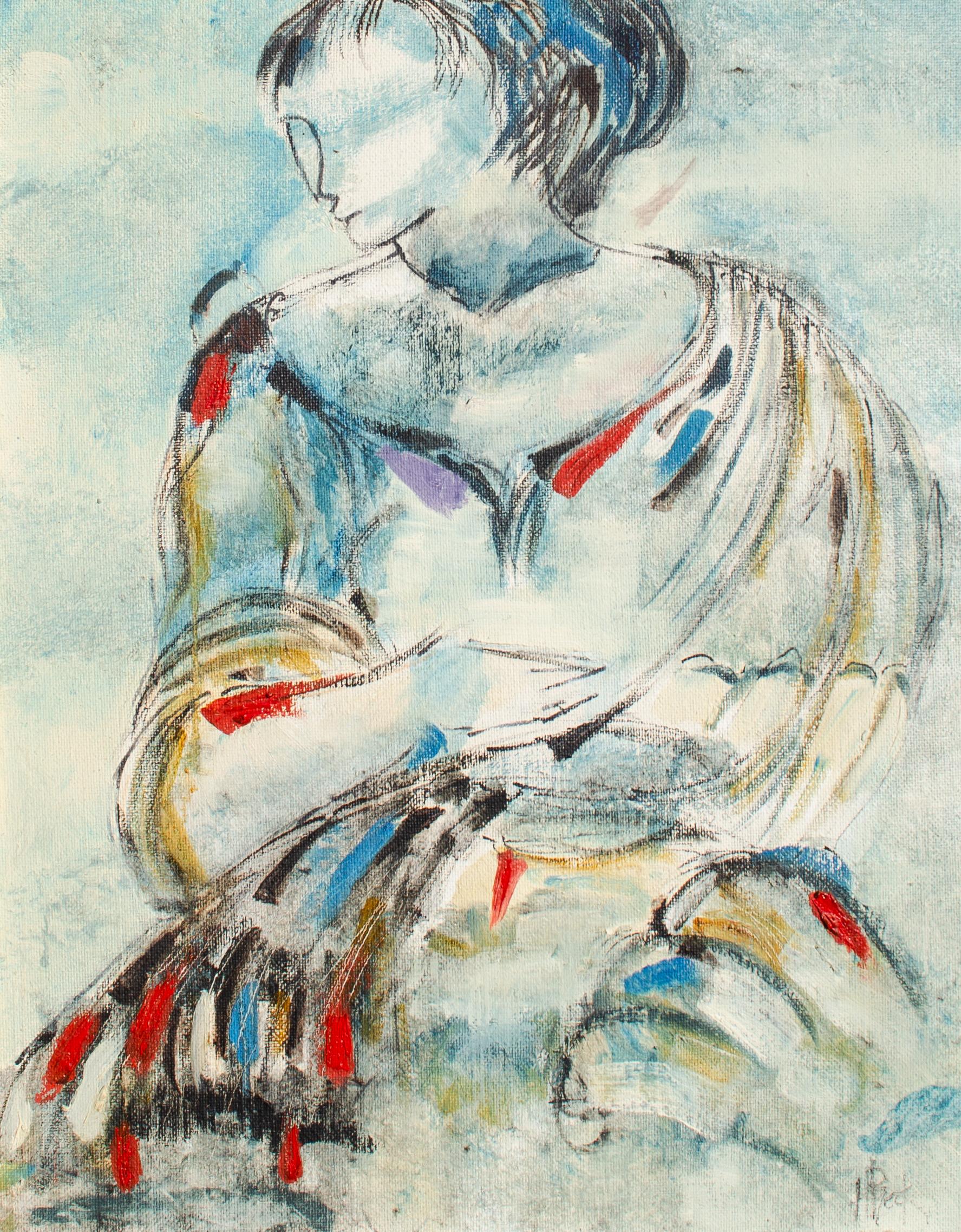 Pintura original de Lazzaro Donati de una mujer abstracta