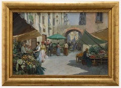 Lazzaro Pasini (1861-1949), début du 20e siècle, huile, jour de marché