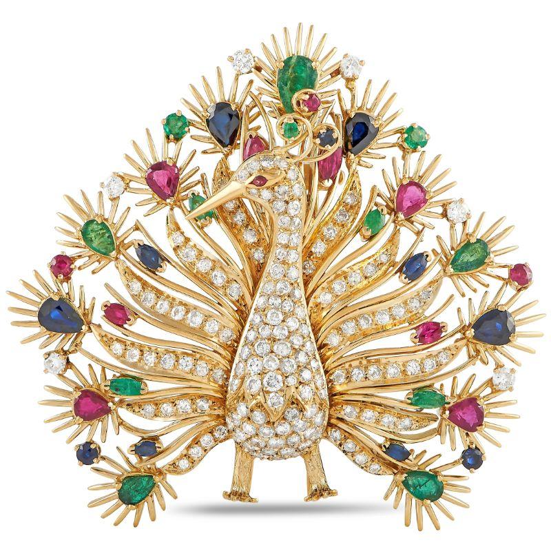 gold peacock brooch