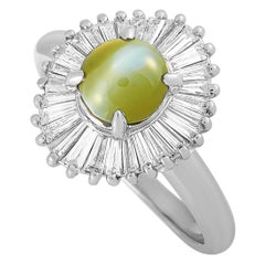 LB Exclusive 0.64 Carat Diamond and Cat
s Eye Platinum Ring