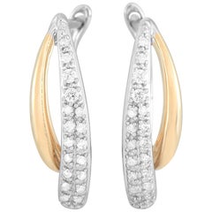LB Exclusive 10 Karat White and Yellow Gold 0.20 Carat Diamond Earrings