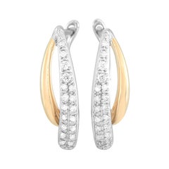LB Exclusive 10 Karat White and Yellow Gold 0.20 Carat Diamond Earrings