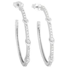 LB Exclusive 10 Karat White Gold 1.00 Carat Diamond Hoop Earrings