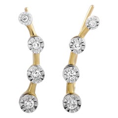 LB Exclusive 10 Karat Yellow Gold 0.15 Carat VS1 Diamond Climber Earrings