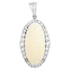 LB Exclusive 1.09 Carat Diamond and Opal Platinum Pendant