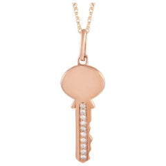 LB Exclusive 10K Rose Gold 0.05 Ct Diamond Key Pendant Necklace