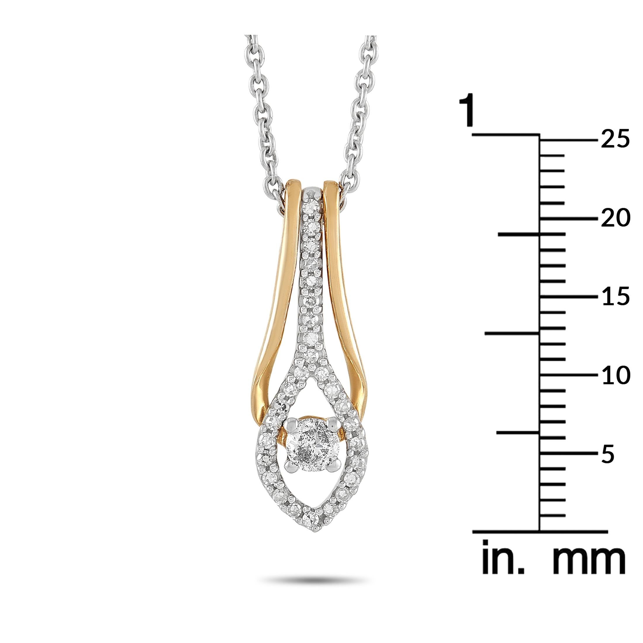 LB Exclusive 10k White and Yellow Gold 0.25 Ct Diamond Pendant Necklace In New Condition For Sale In Southampton, PA