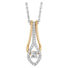 LB Exclusive Collier pendentif en or blanc et jaune 10 carats avec diamants 0,25 carat