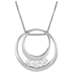 LB Exclusive 10k White Gold 0.20 Ct Diamond Pendant Necklace