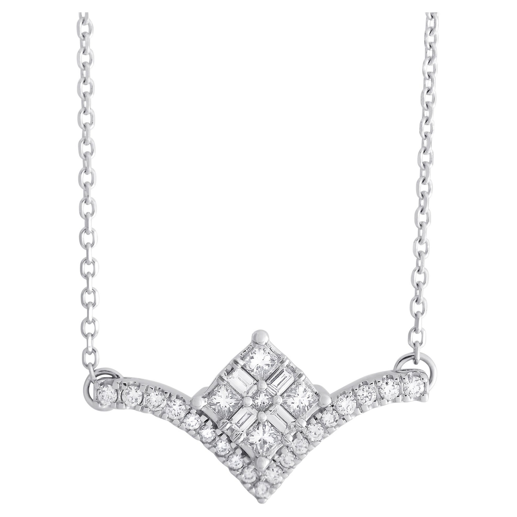 Collana con diamanti da 0,33 carati in oro bianco 10K Exclusive LB