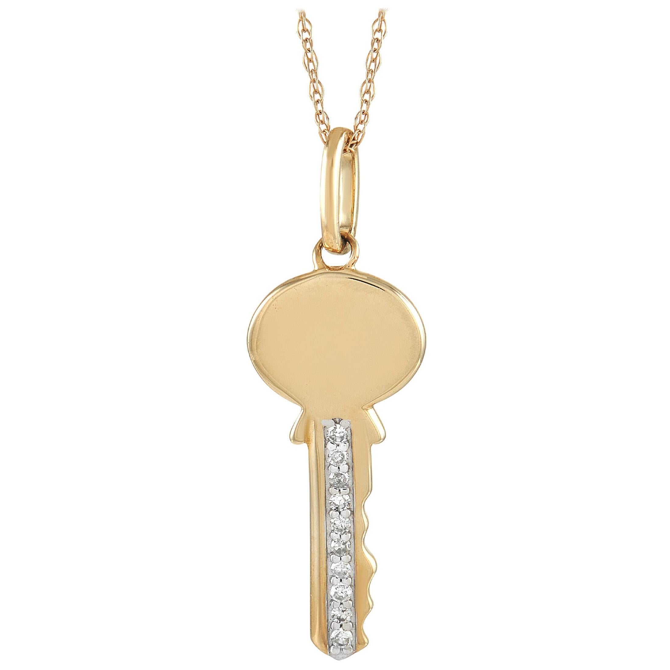 0.05 Ct Diamond Key Pendant Necklace 