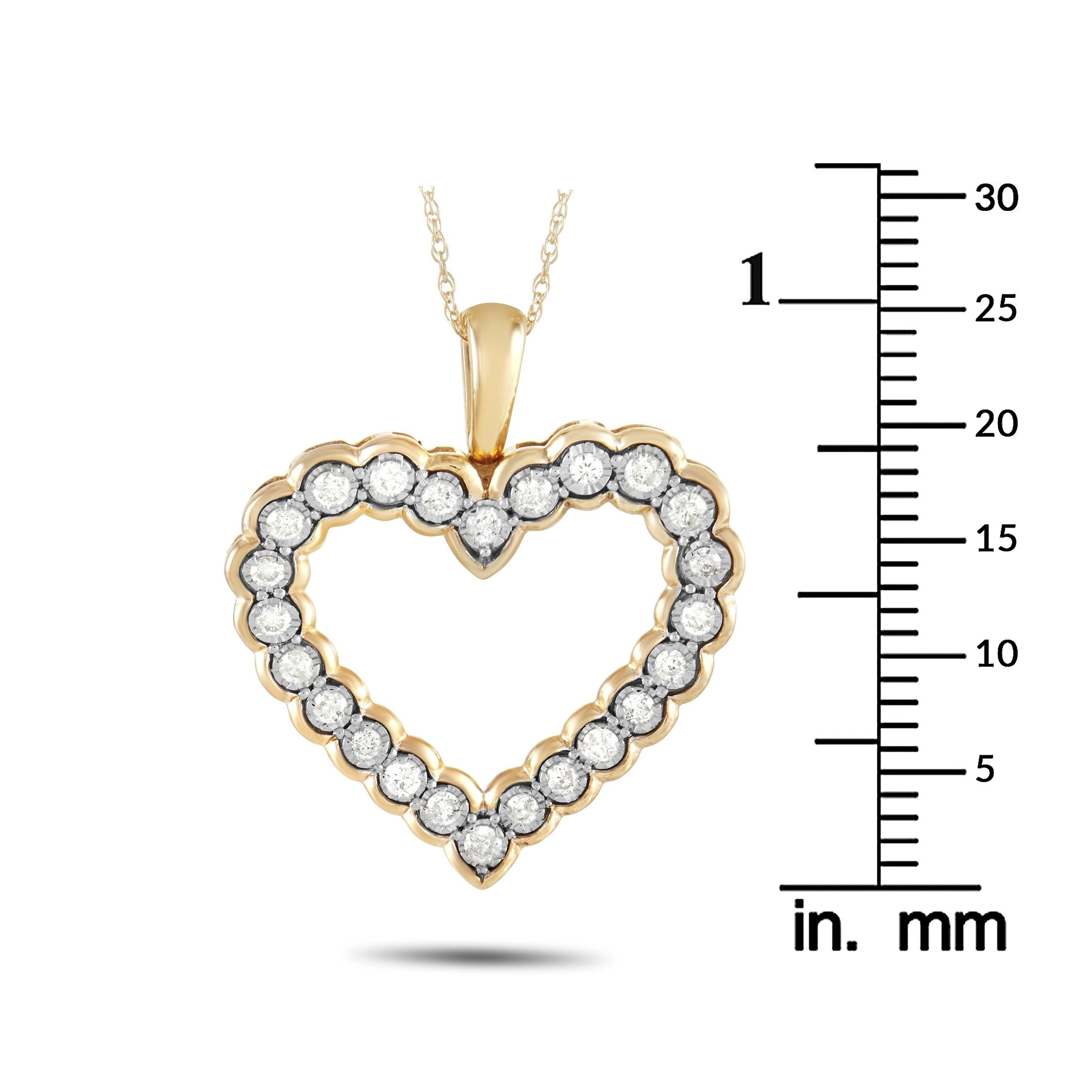 LB Exclusive 10k Yellow Gold 0.50 Ct Diamond Heart Pendant Necklace In New Condition In Southampton, PA