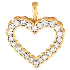 LB Exclusive 10K Yellow Gold 0.50ct Diamond Heart Pendant