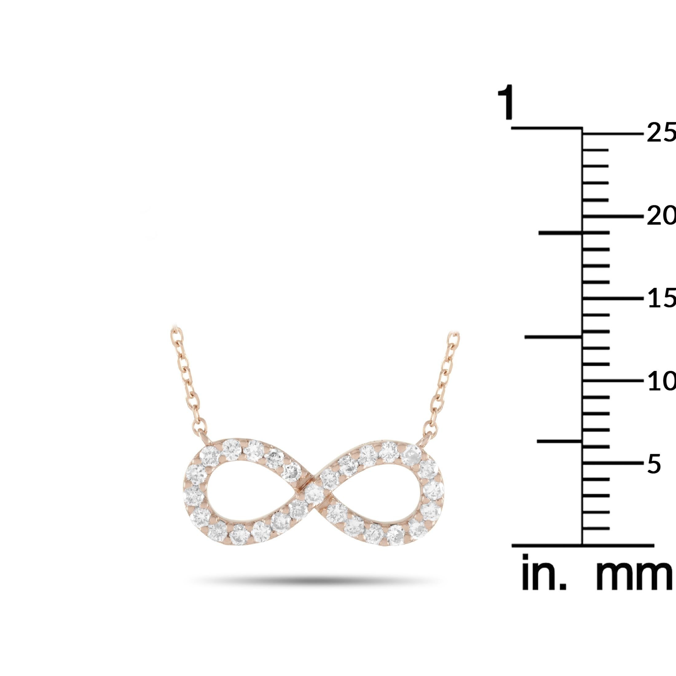 Round Cut LB Exclusive 14 Karat Gold 0.30 Carat Diamond Infinity Symbol Pendant Necklace For Sale
