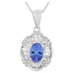 LB Exclusive 14 Karat Gold 0.50 Carat Diamond and Tanzanite Pendant Necklace