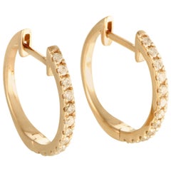 LB Exclusive 14 Karat Gold .22 Carat VS1 G Color Diamond Hoop Huggies Earrings