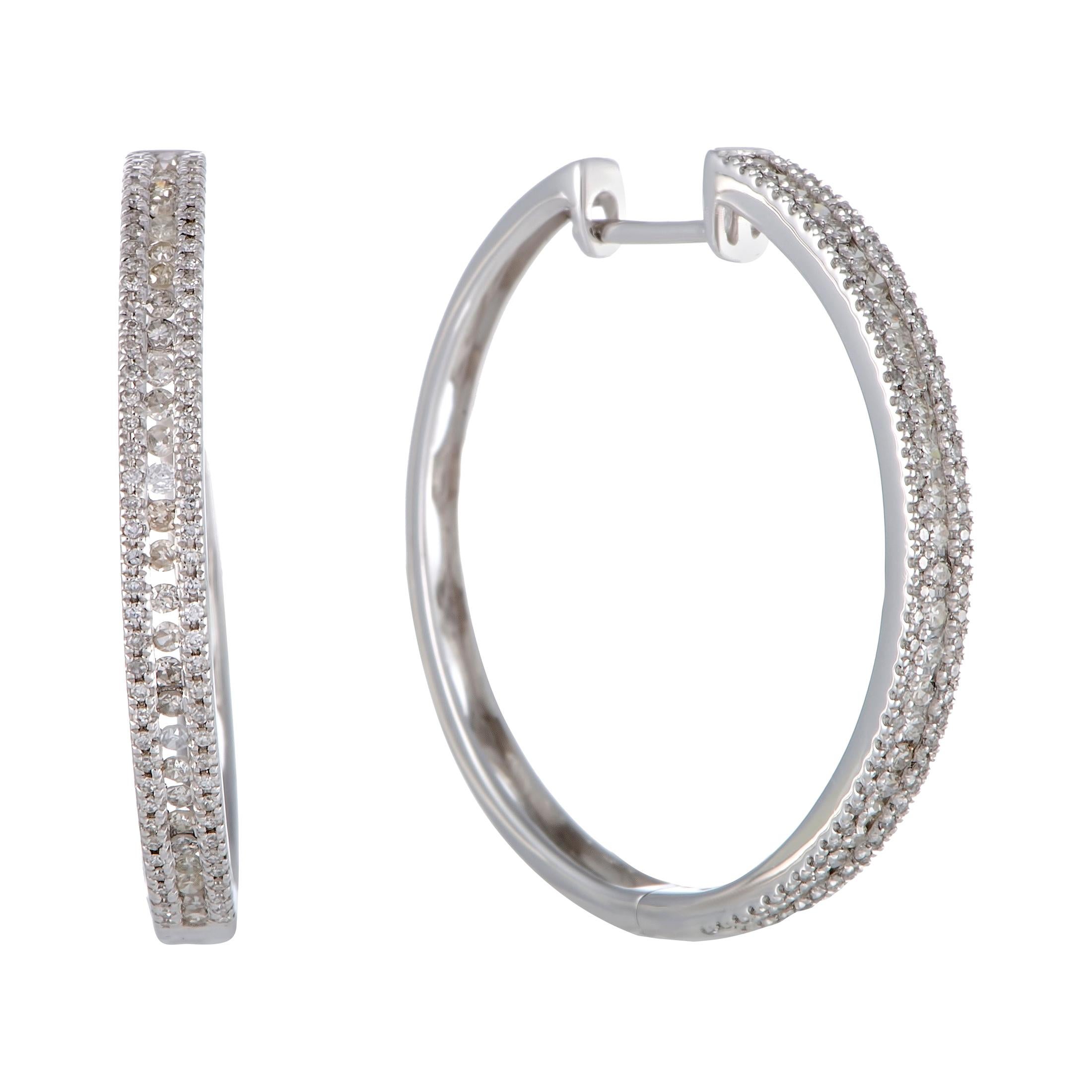 LB Exclusive .35 Carat VS1 G Color Diamond White Gold Small Hoop Huggie