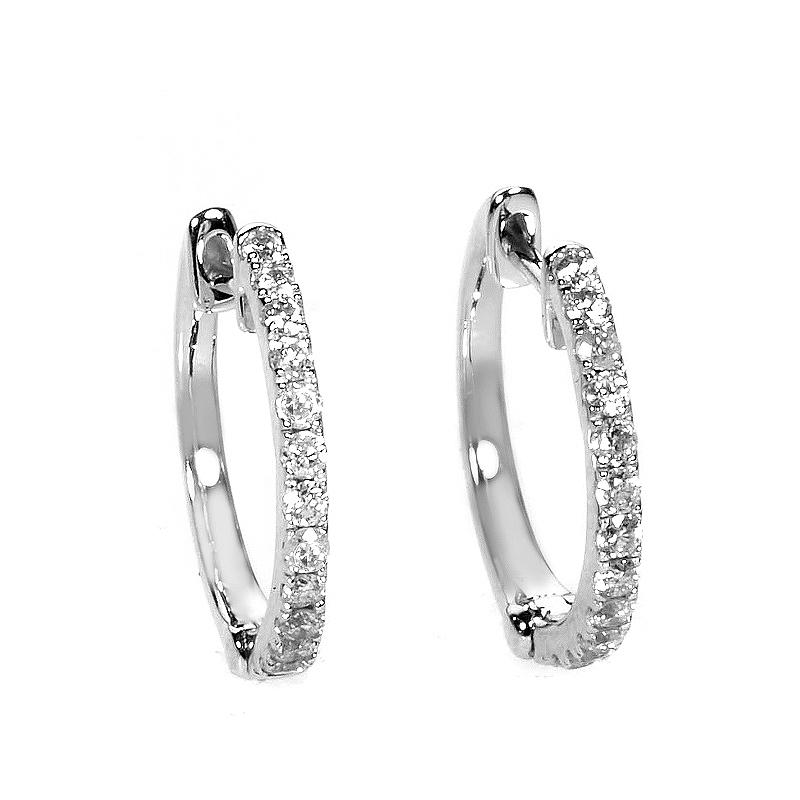 Women's LB Exclusive 14 Karat Gold .31 Carat VS1 G Color Diamond Hoop Huggies Earrings